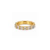 Rings Dual-Tone Polished White Stone Triple-Band Ring