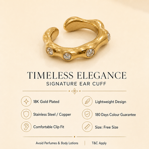 Ear Clips Gold-Tone Medium White Stone Cluster Fashion Statement