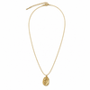 Chain 18K Gold-Plated Slim Chain with Floral Relief Oval Medallion