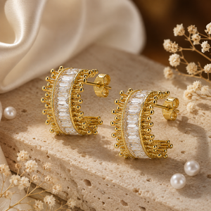 Earrings Gold-Tone Braided Twisted Pattern Earrings - House of Viya