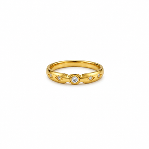 Anti tranish Gold plated Rhombus with CZ stone Rings for adults - 1PC