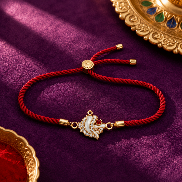 Rakhi Stone-Studded Shankh Motif Religious Traditional Rakhi