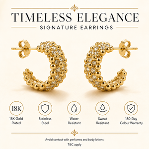 Earrings Gold-Tone Curved Arch Stone Drop Earrings - House of Viya