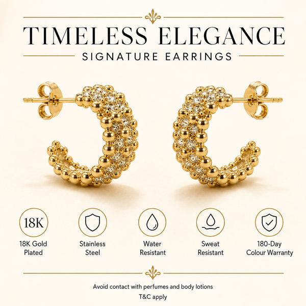 Earrings Gold-Tone Curved Arch Stone Drop Earrings - House of Viya