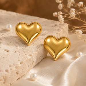 Earrings Gold-Tone Puffy Heart Stud Earrings