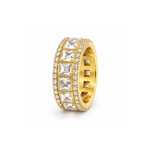 Rings Dual-Tone Polished White Stone Contemporary Ring