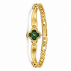 Watches Gold-Tone Clover Shape Green Dial Chain Bracelet Watch for Women