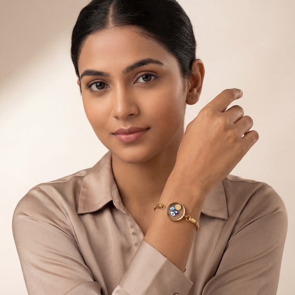 Anti-Tarnish Gold Plated Evil Eye Embedded Luxe Bracelet