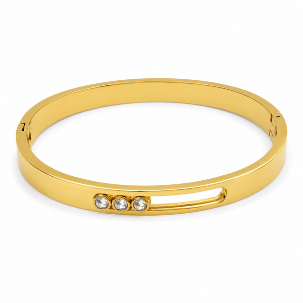 Gold Flat Band Plain Hinged Oval Kada for Women | Smooth Flat Profile Stainless Steel Ladies Bangle | Minimalist Daily Wear Jewellery - House of Viya