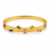Real Baguette Square Multicolor Stone Gold Oval Kada for Women | Mixed Shape Gemstone Stainless Steel Ladies Bangle | Vibrant Festive Jewellery
