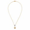 Chain 18K Gold-Plated Fine Chain with Crown Charm and Clear Round Stone