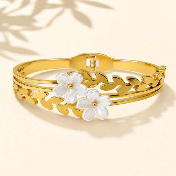 Gold Slim Channel Diamond Row Oval Kada for Women | Delicate Stone Band Stainless Steel Ladies Bangle | Everyday Festive Jewellery - House of Viya
