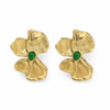 Earrings Gold-Tone Butterfly Motif Green Stone Stud Earrings