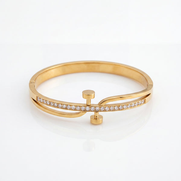 Bypass Open Pave CZ Bezel Tip Baby Kada Bangle | Gold Plated Slim Cuff Bracelet for Women - House of Viya