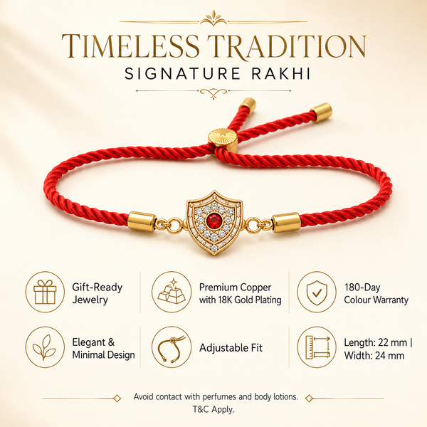 Rakhi Stone-Studded Shield Motif Charm Design Rakhi
