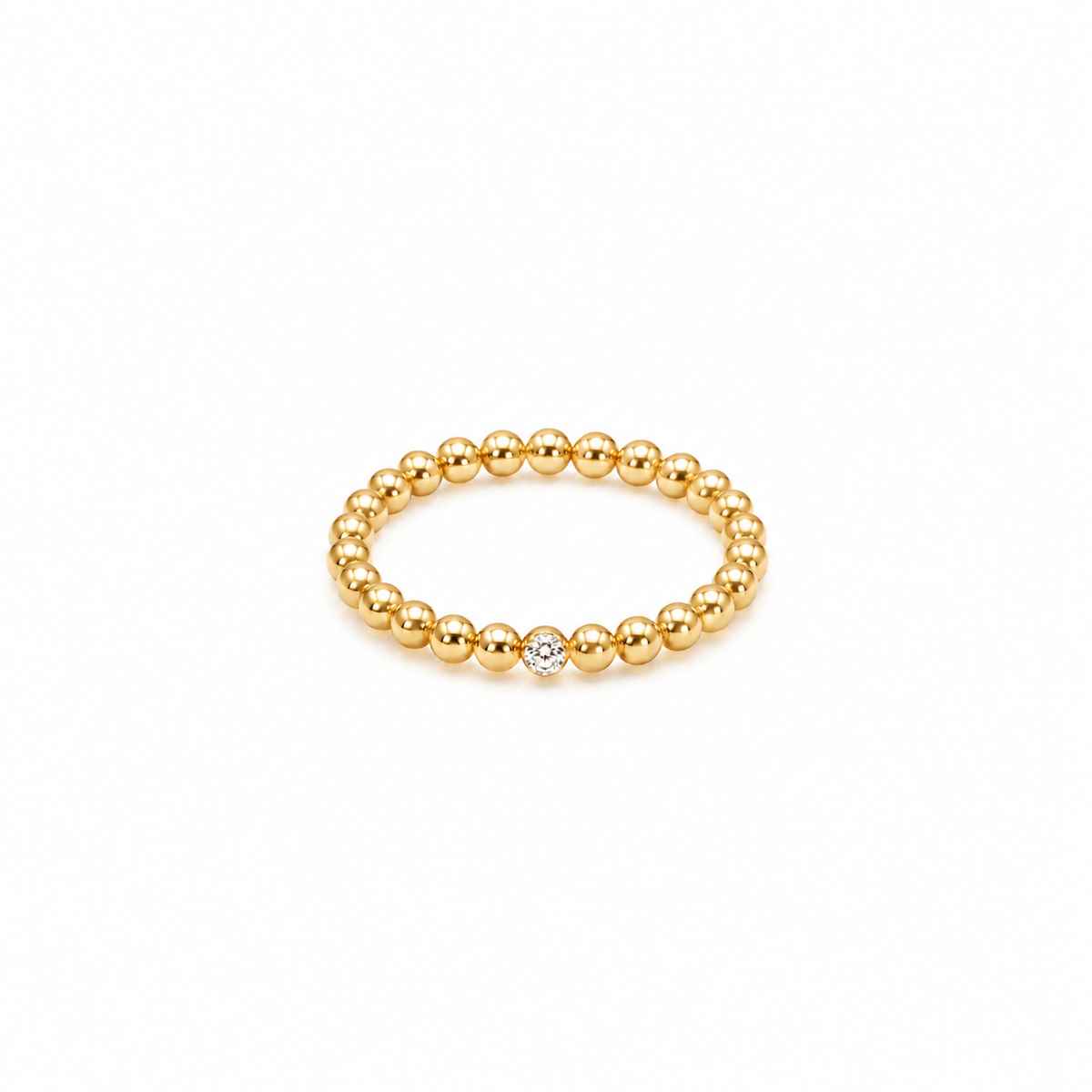 Anti tranish Gold plated Single small balls linked Rings for adults - 1PC