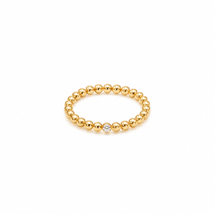 Anti tranish Gold plated Single small balls linked Rings for adults - 1PC