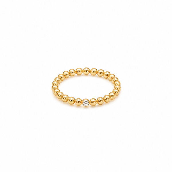 Anti tranish Gold plated Single small balls linked Rings for adults - 1PC