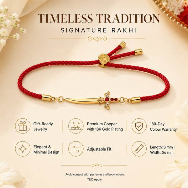 Rakhi Stone-Studded Sword Motif Traditional Design Rakhi