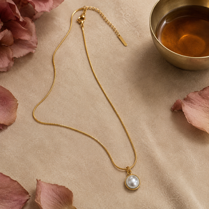 Chain 18K Gold-Plated Fine Chain with Round White Stone Charm - House of Viya