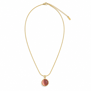 Chain 18K Gold-Plated Fine Snake Chain with Peach Round Pendant - House of Viya