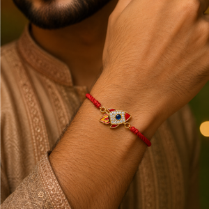 Rakhi Stone-Studded Rocket Motif Kids Character Rakhi
