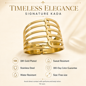Kadas Gold-Tone Ribbed Broad Kada