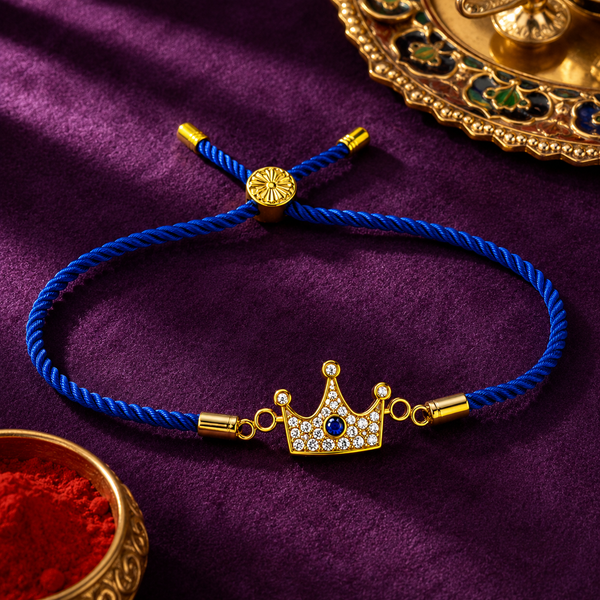 Rakhi Stone-Studded Crown Prince Motif Charm Rakhi