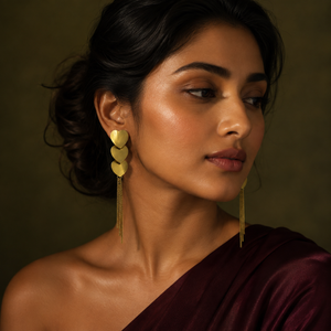 Earrings Gold-Tone Hexagonal Geometric Drop Earrings - House of Viya
