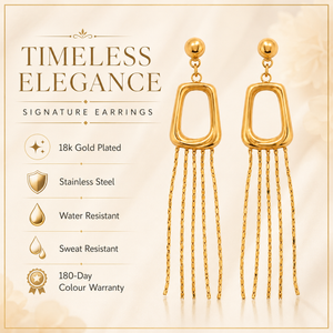 Earrings Gold-Tone Rectangle Frame Stone Earrings - House of Viya