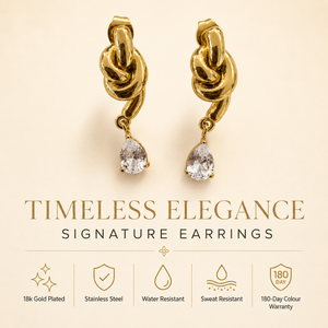 Earrings Gold-Tone Bar Linear Stone Drop Earrings - House of Viya
