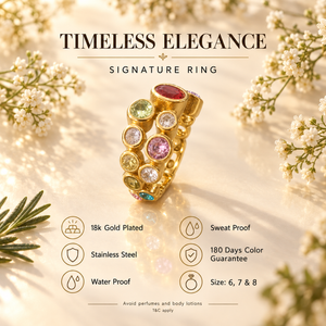 Rings Dual-Tone Polished Rainbow Stone Cluster Ring