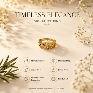 Anti tranish Gold plated Imperial curve with CZ stone Rings for adults - 1PC