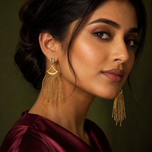 Earrings Gold-Tone Tension Set Stone Drop Earrings - House of Viya