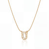 Gold Rectangular Leaf Vine CZ Pendant Chain Anti-Tarnish Necklace