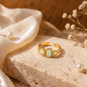 Anti tranish Gold plated Single Solatire Heart stone Rings for adults - 1PC