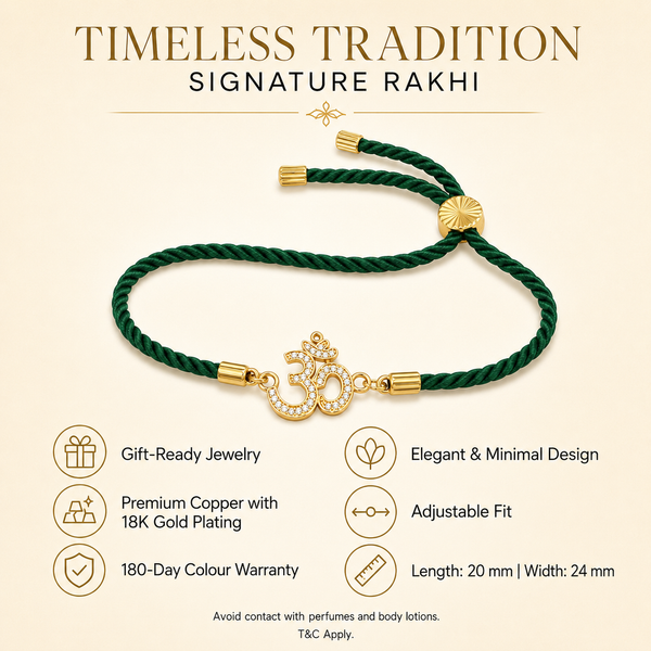 Rakhi Stone-Studded Om CZ Motif Religious Rakhi