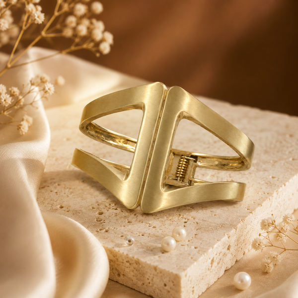 Kadas Gold-Tone Sculptured Broad Kada