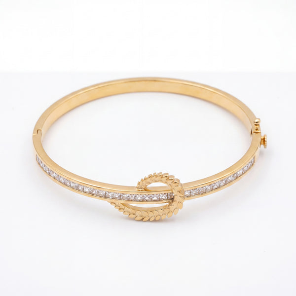 Twisted Infinity Rope Pave CZ Baby Kada Bangle | Gold Plated Braided Statement Bracelet for Women - House of Viya