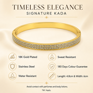 Kadas Gold-Tone Textured Finish Slim Kada for Women