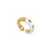 Rings Dual-White Enamel Gold Ribbed Cuff Ring
