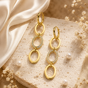 Earrings Gold-Tone Concentric Circle Crystal Earrings - House of Viya