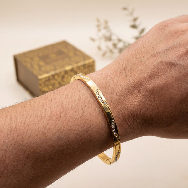 Slim Plain Gold Bezel CZ Baby Kada Bangle | Minimalist Stackable Cuff Bracelet for Women - House of Viya