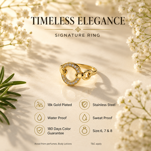 Anti tranish Gold plated circle Orbit charm with CZ stone Rings for adults - 1PC