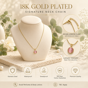 Chain 18K Gold-Plated Slim Chain with Round Pink Pendant - House of Viya