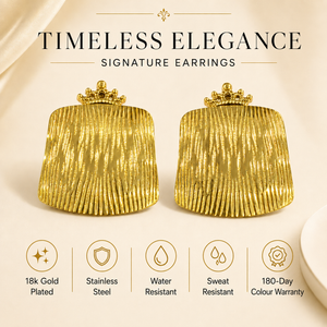 Earrings Gold-Tone Black Onyx Round Stud Earrings - House of Viya