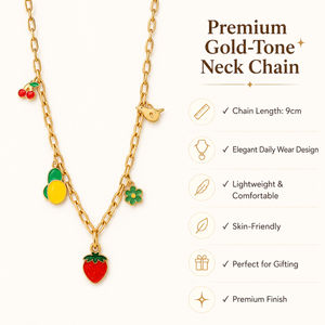Anti tranish Gold plated 160 No. Chain Link with strawberry hanging chain for adults - 1 Pc