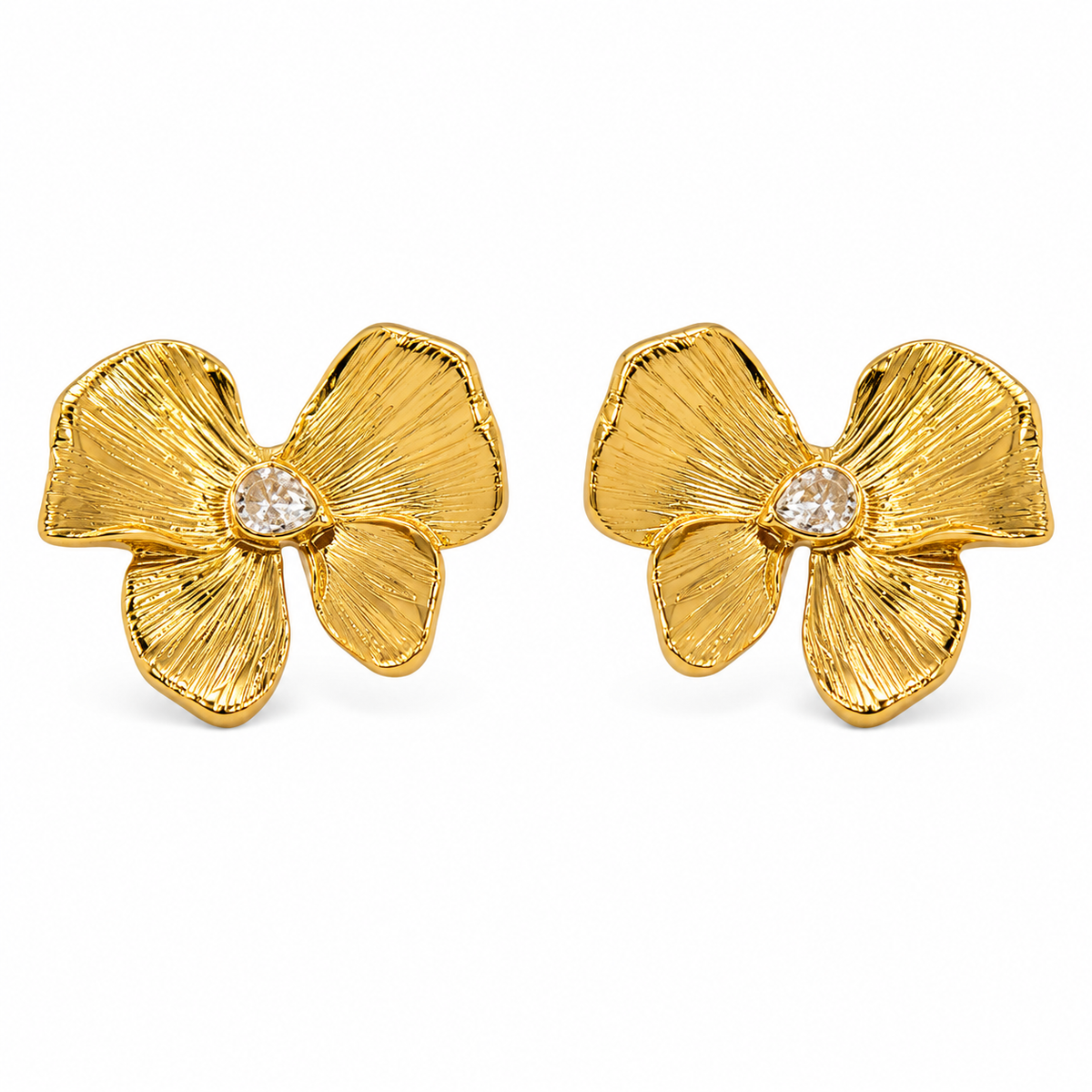 Earrings Gold-Tone Butterfly Motif Ribbed Stud Earrings