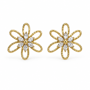 Earrings Gold-Tone Sapphire Geometric Drop Earrings - House of Viya