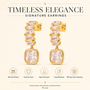 Earrings Gold-Tone Lattice Pattern Crystal Earrings - House of Viya